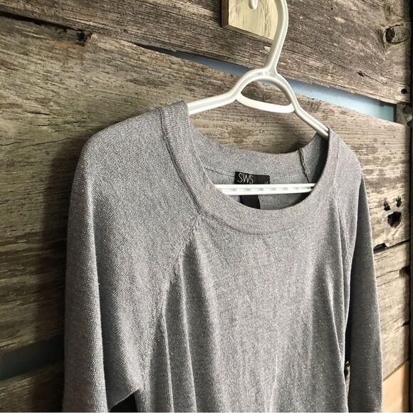 STREETWEAR Society Size Large Silver/Grey Scoop Neck, Side Gather Sweater - Picture 2 of 5